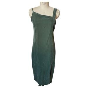 NWT Shades of Grey by Micah Cohen Asymmetric Slip Dress in Kale Green Size XS